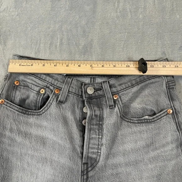 Levis 501 Women's Jeans W27 L30 Original Fit Grey Straight Leg Button Fly - Picture 5 of 8
